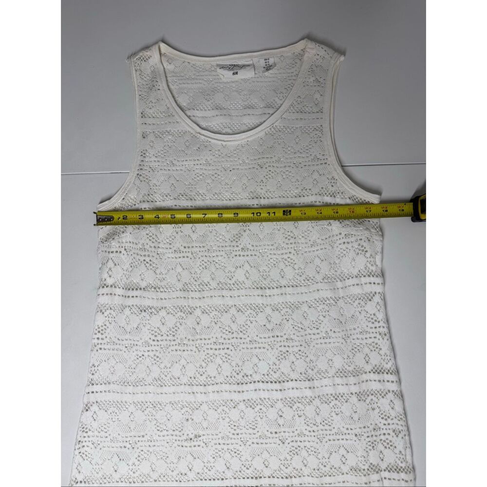 H&M L.O.G.G. White Lace Sleeveless Shift Dress Women’s Size 12 Cotton Blend - Picture 9 of 13